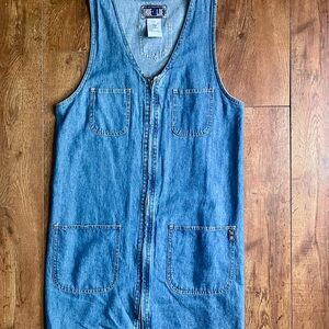 Vintage Denim Sleeveless Zip-Up Dress
